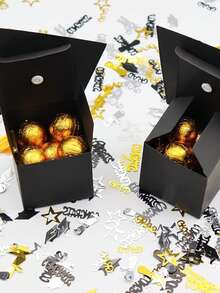 30 piezas Cajas de dulces con forma de birrete de graduación, adecuadas para decoraciones de fiesta de graduación 2026, regalos de celebración de graduación, disponibles en 10/20/30 piezas - Negro - Ver 6