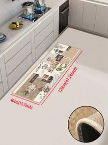 3.5mm Thick Soft Rubber Linen Kitchen Mat, Cartoon Kitchen Style Absorbent Rug, Edged Carpet To Prevent Peeling, Water-Absorbing And Easy To Clean Mat, Linen Surface With Sponge Middle And Rubber Bottom, Suitable For Kitchen, Bathroom, Laundry Room, Hallway, Living Room And Other Occasions - Multicolor - View 17