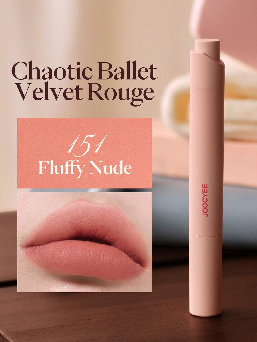 JOOCYEE Lápiz labial tinte de terciopelo, acabado mate, crema labial de ballet de moda, barro labial de color nude - #151 Desnudo esponjoso - Ver 1