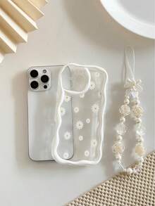 奶油菊花彩绘防摔手机壳，带链条，兼容 14、14 Pro、14 Pro Max、13、13 Pro、13 Pro Max、11、11 Pro Max、12、12 Pro、12 Pro Max、XR、XS、15、15 Pro、15 Pro Max、16、16 Pro、16 Pro Max、17、17 Pro、17 Air、17 Pro Max，高级防摔手机壳 - 彩色 - 查看 3