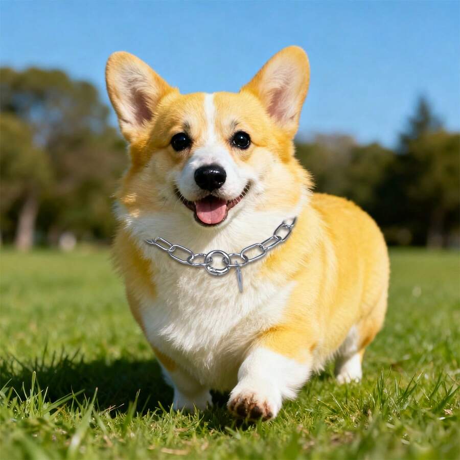 Stainless Steel Dog Collar Anti-Bite Chain Leash For Large/Medium/Small Dogs - Silver - View 1