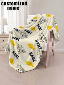 1 chiếc chăn cá nhân hóa chủ đề đại dương, có thể tùy chỉnh với tên, biệt danh, số may mắn, với họa tiết cá vàng, sao biển, vỏ sò, phong cách sống động và đáng yêu - Gối trang trí cá nhân hóa mềm mại, ấm áp và dễ chịu, thích hợp cho gia đình, văn phòng hoặc cắm trại - Một ý tưởng quà tặng tuyệt vời cho bạn bè và gia đình - Nhiều màu - Xem 3