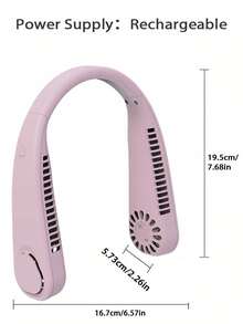 Nuevo ventilador de cuello colgante sin aspas portátil, ventilador pequeño USB recargable de 3.ª generación, salida de aire tipo vórtice, 3 velocidades de viento ajustables - Rosa - Ver 3
