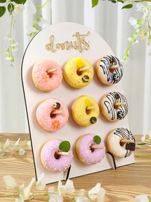 1/2 Set 9/16 Hole Wooden Donut Display Stand, Home Donut Display Rack, Party Food Serving Stand, Birthday Wedding Family Event Party Food Rack, Donut Wooden Display Stand, Gender Reveal Party Decor, Birthday Party Wedding Tabletop Centerpiece - Arch-shaped White - View 12