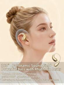 Lenovo TA320 Bluetooth Headphones: Noise Cancelling, Sports/Running, Super Long Battery Life, High-Quality Audio, Open-Ear Wireless Bluetooth Headphones - Black - View 3