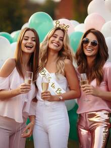 1set Romantic Wedding Headwear Set, Including A Hairband + A Headscarf + A Shoulder Strap. Suitable For Wedding Parties, Birthday Gatherings, Wedding Anniversaries, And Coming-Of-Age Ceremonies - Multicolor - View 6