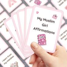 31张穆斯林女孩积极肯定卡片，伊斯兰信仰每日提醒卡片，每日积极正念卡片 - 培养自尊、信仰和良好品德，穆斯林开斋节斋月礼物 - 彩色 - 查看 4