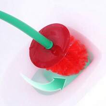 Red Cherry-Shaped Toilet Brush Set, Creative Cleaning Brush With Soft Bristles, Reusable, Long Handle, Plastic Material, Enhances Bathroom Ambiance, No Electricity Required, Commercial Cleaning Tool, Suitable For Home Bathroom - A - View 11