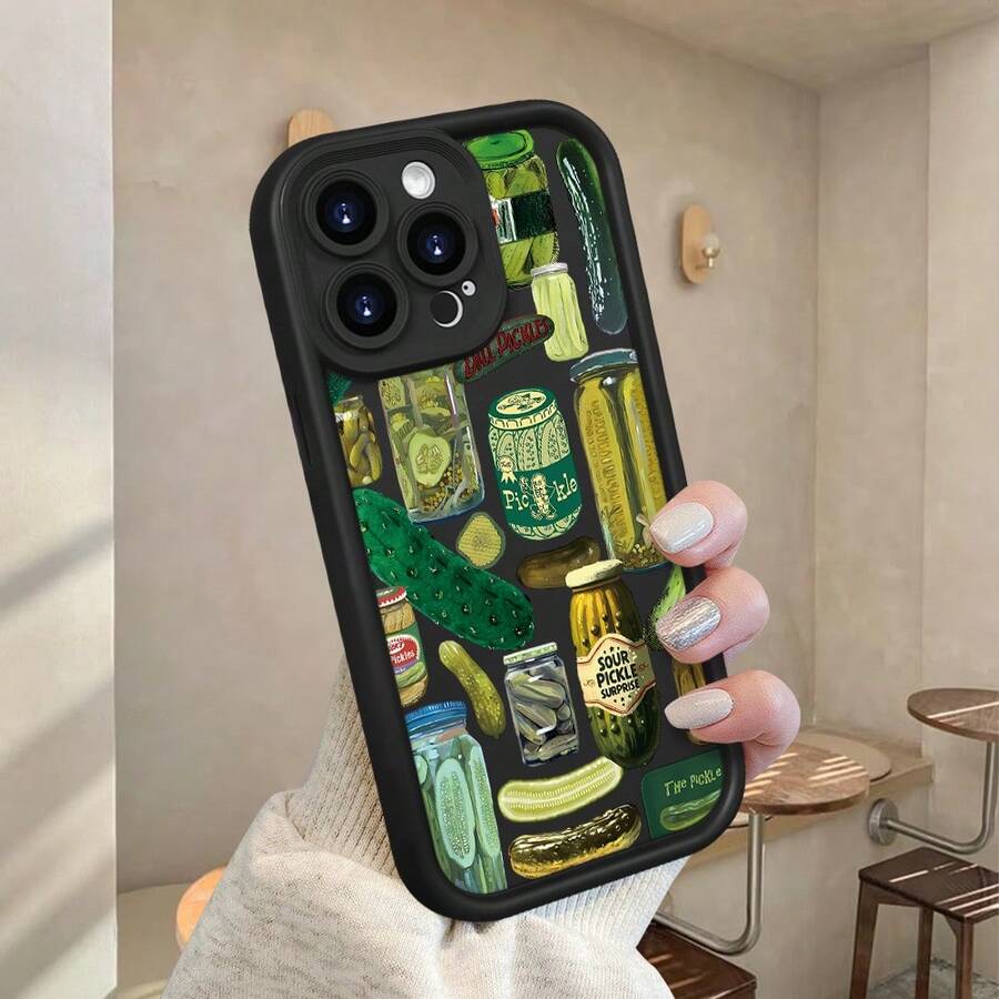 Phone Case/Cover Pickle Pattern Anti Fall Matte Finish Resists Stains Phone Case For IPhone 17/17AIR/17PRO/17PROMAX/16E/16/16PRO/16PLUS/16PROMAX/15/15PLUS/15PRO/15PROMAX/14/14PLUS/14PRO/14PROMAX/13/13mini/13PRO/13PROMAX/12/12mini/11/Plus/Pro/Max/7/8/SE/XS/XS MAX,For Samsung And For GalaxyA56/A54/A53/A52/A14/A15/A05S/A53/A34/S23/S23Ultra/S23FE/S24/S24FE/S24Ulatra/S25/S25FE/S25Ultra/S26/S26FE/S26Ultra/S21FE(Factory Wholesale Price),Valentine's Day, New Year's Day, New Year's Day, Easter, Labor Day, St. Patrick's Day - màu đen - Xem 1