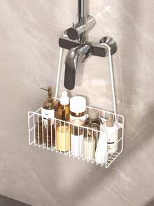 1个悬挂式淋浴置物架，无需钻孔，浴室收纳架，洗漱用品架，适合存放淋浴用品和护肤品，金属材质，浴室配件 - H/W - 查看 3