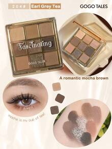 GOGO TALES Palet Eyeshadow Glazed 9 Warna, Termasuk Warna Biru, Warna Tanah, Cokelat Pink, dan Warna Smoky, Hasil Akhir Matte dan Berpigmen Tinggi, Highlighter dan Contour All-In-One, Cocok untuk Generasi Z GOGOTALES - Teh Abu-abu G04 - View 9