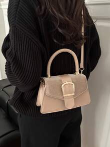 New Fashionable Minimalist Korean Style Contrast Color Casual Shoulder Crossbody Bag - Khaki - View 1