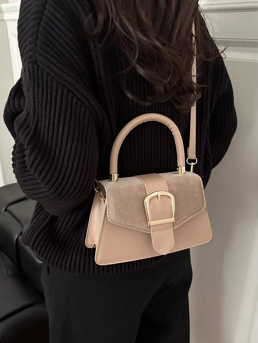 New Fashionable Minimalist Korean Style Contrast Color Casual Shoulder Crossbody Bag - Khaki - View 1