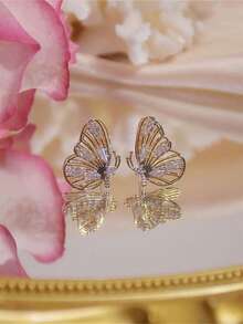 1 par de pendientes de botón elegantes con circonita cúbica para mujeres, para fiestas, compromisos, aniversarios, joyería, regalo del Día de San Valentín - 1# - Ver 6