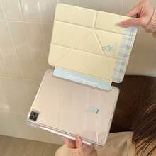 极简卡通黄色背景蓝色格子小狗可爱扁平保护套，兼容苹果第11代平板电脑、Pro 2025新款可爱第10代Air 7/6，带笔槽防弯折11英寸平板电脑保护套，适合女孩使用 - 黃色 - 查看 7