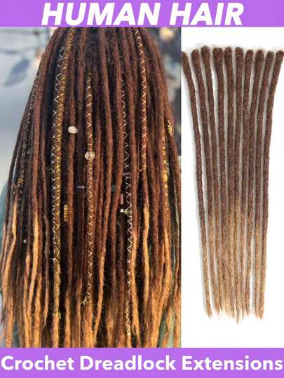 10股20英寸脏辫接发，嬉皮风单端脏辫，渐变金色，0.6厘米宽，雷鬼风格钩针编织假发，适合女性，可用于万圣节、圣诞节等场合，卡尼卡隆材质，非洲辫子假发，女士辫子接发（8-20英寸），#1B #4 #4/30 #4/27