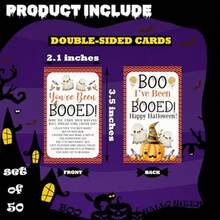 50 Pcs Halloween Game Cards You've Been Booed Boo Basket Stuffers For Friends Family Pumpkin Ghost Candy Spooky Card For Him Or Her Boo Greeting Cards Happy Halloween Party Supplies -03 - 如圖所示 - 查看 2