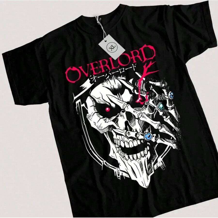 Overlord Ainz T-Shirt Ooal Dress Albedo Skull Anime Manga Gifts Shirt All Sizes - 黑色 - 查看 1