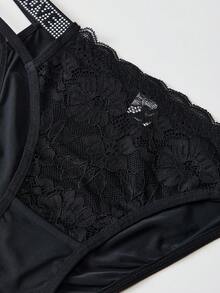 APRSEA 3pcs/Set Women's Sexy Lace Patchwork Heart Pattern Panties, Mature Charming Black Briefs, Shiny Ladies Underwear - Multicolor - View 6