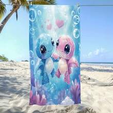1pc Stitch & Pink Beach Towel |   Soft, Ultra-Absorbent Microfiber, Lightweight, Perfect For Beach, Parties, Travel, Camping - Beach Additions |   Artistic Beach Towel |   Ultraabsorbent Fabric, Beach Towel - 1個 - 查看 1