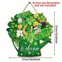 1件圣帕特里克节欢迎门牌，幸运悬挂装饰，圣帕特里克节木质牌匾，爱尔兰门饰，幸运三叶草门挂，适合春季装饰、节日派对装饰和家居装饰 - 彩色 - 查看 8