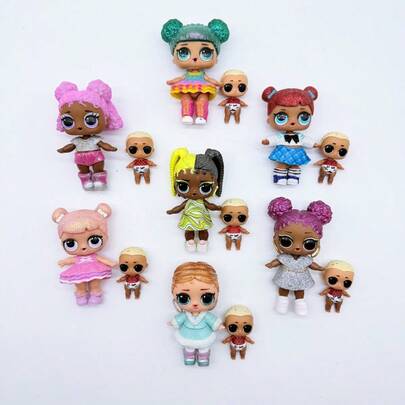 LOL SURPRISE LOL惊喜娃娃，随机赠送1个8厘米娃娃和1个迷你娃娃，稀有收藏玩具，逼真模型玩具，圣诞节/生日礼物，DIY创意礼物送给朋友