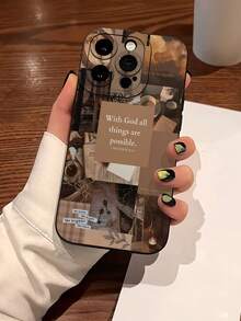 Modne, popularne, spersonalizowane, brązowe, vintage'owe, cytatowe, kolaż, estetyczny wzór artystyczny, luksusowy, wstrząsoodporny, estetyczny, uroczy futerał na telefon, ochrona przed wystającym obiektywem, kompatybilny z 17/17Pro/17Pro Max, 16, 15, 14, 13, 12, 11 Plus/Pro Max i serią, a także kompatybilny z serią Galaxy S/A, prezent na Wielkanoc, dekoracja na Halloween/prezent urodzinowy, dla dziewczyny, chłopaka, przyjaciela lub dla siebie. - Czarne - Zobacz 5