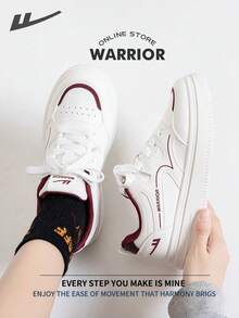 Warrior 女士板鞋，春秋季舒适百搭，休闲时尚，四季皆宜，耐磨耐穿，适合全天穿着，训练跑步鞋 - 白/紅 - 查看 8