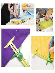1pc High-Quality 5-In-1 Sliding Gauge, Professional Sewing Measurement Tool, Made Of Plastic Material With High Precision. Integrates Multiple Measurement Functions, Facilitating Sewing And Cutting Work, Convenient For Fabric Cutting. Ergonomic Design With Easy-Grip Handle, Comfortable For Home Sewing And Professional Tailoring. Random Color And Style. - 5-in-1 Sewing Ruler - View 9