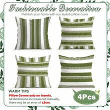 4pcs Vintage Olive Green Striped Wave Pattern Single-Sided Printed Throw Pillow Covers, Decorative Pillow Covers Suitable For Living Room Sofa Bedroom, Pillow Inserts Not Included - Multicolor - View 6