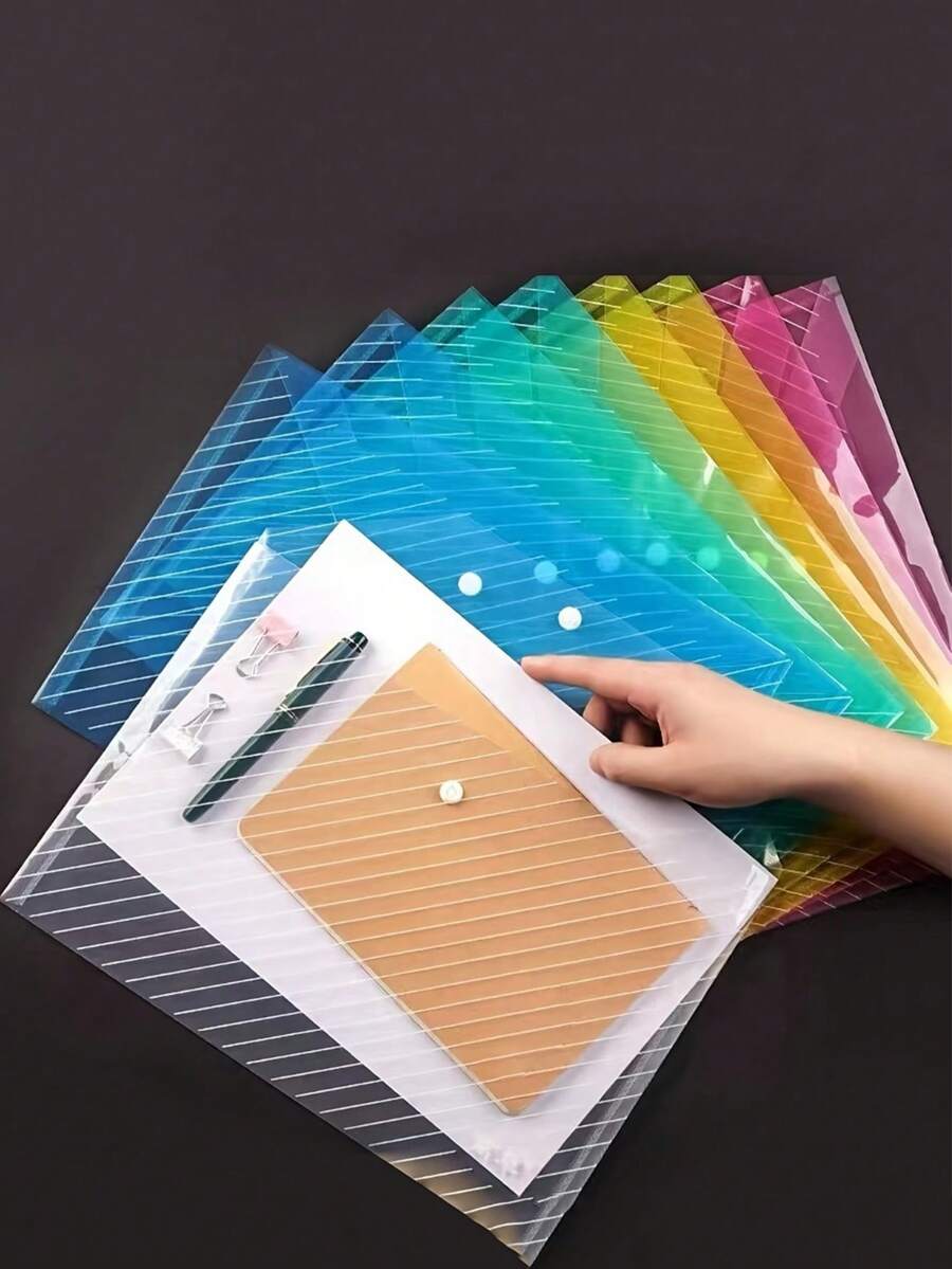 10 Peças/20 Peças Conjunto de Pastas de Arquivo A4 com Clipes, Multicoloridas, Adequadas para Armazenar Provas, Livros Escolares e Organizar Documentos de Escritório. Pasta Anelar A4 Durável com Mecanismo de Trava, Aplicável para Escola, Escritório, Organização Doméstica - Conjuntos - Visão 1