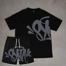 Syna Word Set: T-Shirt + Sweat Shorts, International Fashion - màu đen - Xem 4