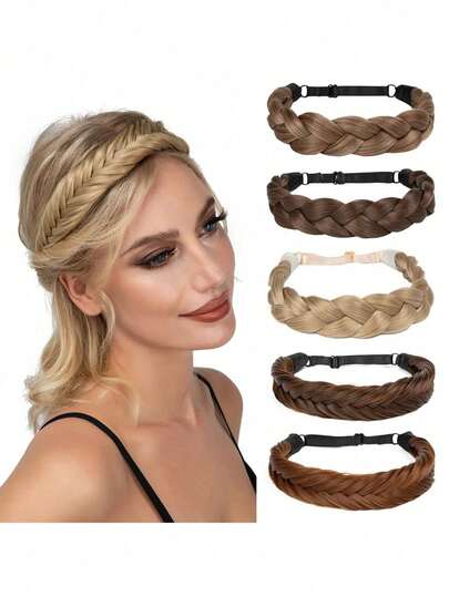 High Temperature Synthetic Braided Wig With Adjustable Braids, Including Fishtail Braid And Twisted Braid