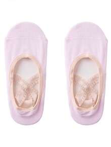 1双专业瑜伽袜，春夏款，芭蕾舞风格蕾丝交叉绑带，防滑袜底，适合普拉提、舞蹈和健身。 - 彩色 - 查看 12