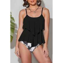 Ruffle Tankini Top High Waisted Swimsuit - Two Piece Bathing Suits For Women Palm Tree Print Retro Swimwear Tropical Beachwear UPF 50+ S-18 - 多色1426 - 查看 1