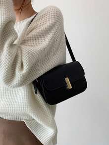 Bolso cuadrado pequeño de lujo y sofisticado, sencillo y versátil, bolso de hombro de estilo moderno para llevar, modelo nuevo 2026, bolso diario para mujer - Negro - Ver 8