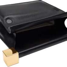 PU Leather Clutch Bag For Women Versatile Folding Evening Purse Metal Decoration Crossbody For Banquet Party - 黑色 - 查看 6