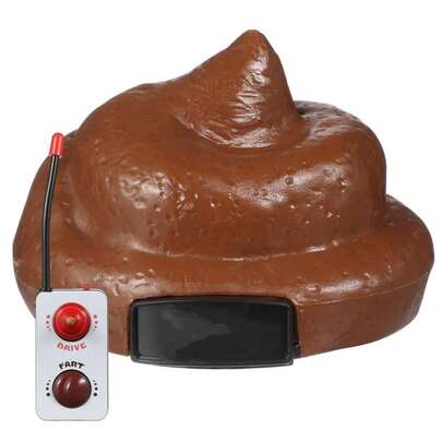 Juguete de simulación de taburete de plástico con control remoto para caca, con acción giratoria y de pedos para Halloween o el Día de los Inocentes.
