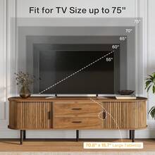 LITTLE TREE 70" Mid-Century Modern TV Stand,Entertainment Center With Sliding Tambour Door, Drawers And Adjustable Shelves, Long Fluted Media Console Television Stand Cabinet, Walnut - Quả óc chó - Xem 4