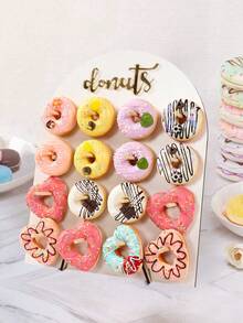 1/2 Set 9/16 Hole Wooden Donut Display Stand, Home Donut Display Rack, Party Food Serving Stand, Birthday Wedding Family Event Party Food Rack, Donut Wooden Display Stand, Gender Reveal Party Decor, Birthday Party Wedding Tabletop Centerpiece - Arch-shaped White - View 5