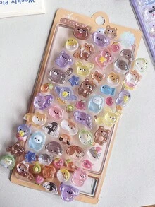 3D立体浮雕贴纸，DIY手机壳，剪贴簿，贴纸交换，卡通动物贴纸，纯色贴纸 - 彩色 - 查看 16