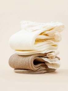 2双女童亚麻蕾丝边过膝袜，优雅甜美舞蹈袜，适合返校季 - 彩色 - 查看 5