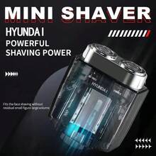 HYUNDAI Afeitadora eléctrica moderna para hombres, de doble cuchilla, recargable por USB, impermeable, diseño en negro mate - Negro - Ver 1