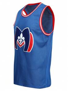 Men's Embroidered Basketball Jersey, #24 Blue Casual Sleeveless V-Neck T-Shirt, Party & Sports Wear - Blue - View 2