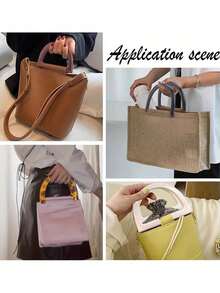 4 Colors DIY Handbag Handles, Semi-Circle Handles, Flat Handles, Resin Handles, Suitable For DIY Beach Bags, Decorative Wallets And Handbags, Applicable To Crochet And Woven Crafts - Multicolor - View 2