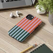 Red & Green Striped Phone Case, Compatible With IPhone 17, 16, 15, 14, 13, 12, 11 - Red and Green Color-blocked Stripes - View 4