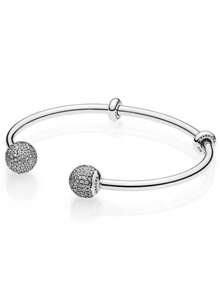PULSERA PANDORA MOMENTS CON CIERRE BOLA CIRCONITAS ABIERTA - Plateado - Ver 4