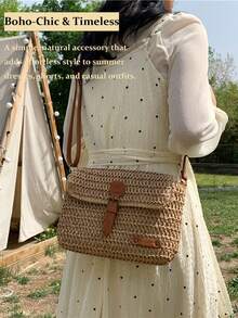 Mini Fashion Imitation Straw Handbag, Summer Vacation Beach Style Woven Bag Handheld And Crossbody Bag,Lightweight Casual Minimalist Straw Woven Bag, Perfect For Holiday Shopping And Gifting, Elegant Ladies Handbag,Women's And Girls' Bag, Wicker Bag, Holiday Essentials,Perfect For Travel, Vacation, Holiday & Beach, Travel Must Haves, Summer Straw Beach Bag For Women, Fashion Summer Vacation Bag, Beach Essentials Women Bags For Vacation & Holiday,Eye-Catching Beach Bag, Women's Summer Straw Beach Bag, Popular Women's Beach Bag, Fashionable Summer Vacation Bag, Essential Women's Beach Vacation Bag, Latest Vacation Bag[US Local Warehouse]The Best Gift Choice, Birthday Gift - 彩色 - 查看 9
