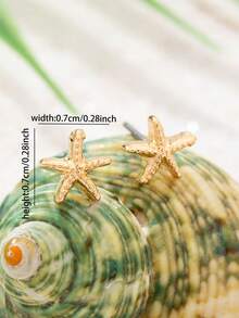 1 Pair Women's Minimalist Starfish Earrings, Summer Beach Style Starfish Earrings, Suitable For Beach Wear - Gold - View 3