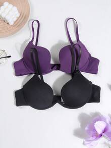 2pcs/Set Thick Padded Open-Front Bras For Teenage Girls, Comfortable & Supportive Back Design, Suitable For 13-16 Years Old - Multicolor - View 3